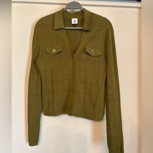 CAbi Olive Green Button-Up Cardigan